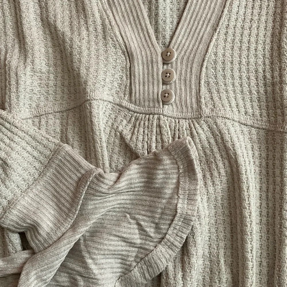 FREE PEOPLE OATMEAL OLIVIA HENLEY WAFFLE TUNIC TOP - Picture 9 of 9